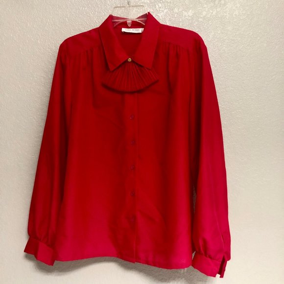 Awesome Deep‎ Pink 90s Business Casual/Professional Blouse - W 16 - Picture 7 of 9